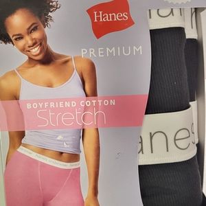 Hanes Premium Boyfriend Cotton Stretch Mid-Thigh 4 pairs 2XLARGE black ⚫️